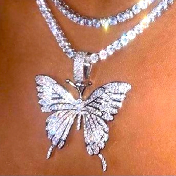 HP 🎉 Silver Diamond Pendant Necklace 2 Ways - Picture 4 of 4